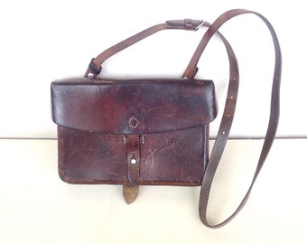 1961 Vintage Leather Bag Swiss Army Bag Swiss Leather Pouch Ledertasche Schweizer Armee Suisse Sac en Cuir Switzerland Schweiz