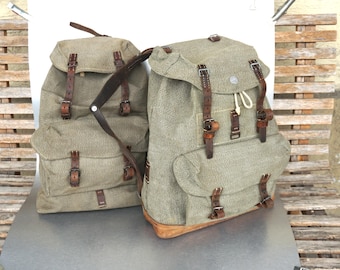 スイス軍 50年代 バックパック ソルト＆ペッパー レザー リュック