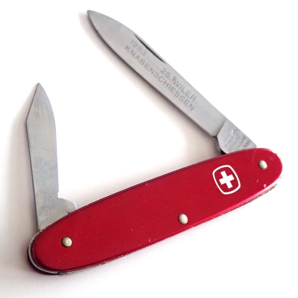 1983 Vintage Wenger Knife Pocket Pal Alox Taschenmesser Swiss Army Tool Alloy Steel Patriot Student Vintage Knife