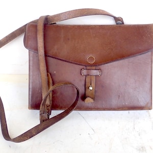 Sac en cuir vintage Sac de l&#39;armée suisse Police Pompiers Pochette en cuir suisse Ledertasche Schweizer Armee Suisse Sac en cuir Suisse
