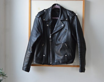 Vintage 80s Harley Davidson Leather Jacket Size Large Full Zip