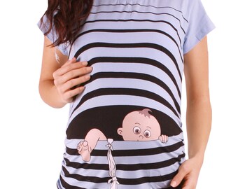 Baby auf Flucht Umstandsshirt mit Motiv | Kurzarm