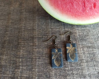 Earrings with fresh pineapple in gold