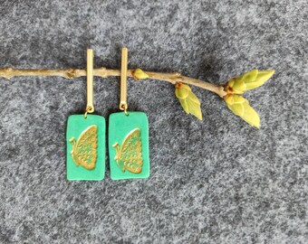 Earrings with butterfly spring fresh and gold