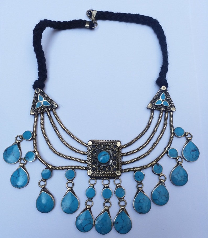 Turquoise Afghan Turkmen Tribal Ethnic Kuchi Necklace 439
