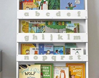 Tidy Books® Kids Bookshelf - Alphabet Bookcase - The Original Childrens Book Shelf - Montessori Bookcase- Toddler Bookshelf -Wooden