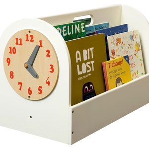 Children’s Book Box in Ivory Wood by Tidy Books. Portable Book Storage and Display. 35 x 55 x 31 cm