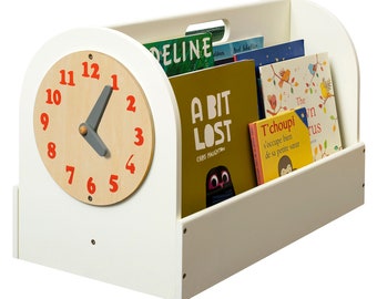 Children’s Book Box in Ivory Wood by Tidy Books. Portable Book Storage and Display. 35 x 55 x 31 cm