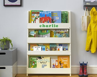 Tidy Books® Personalised Childrens Bookcase - Kids Gift Idea - The Original - Gets Kids Reading- Handmade Eco Friendly Wood - Ivory