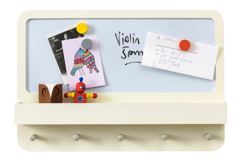 Children's Notice Board With Shelf, Hooks and White Board