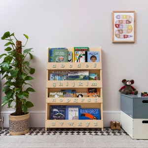 Tidy Books® Kids Bookshelf - Alphabet Bookcase - The Original Childrens Book Shelf - Montessori Bookcase- Toddler Bookshelf -Wooden