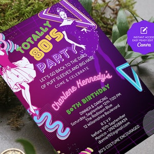 80's Retro BIRTHDAY Party Editable Invitation Back to the 80's, 1980s