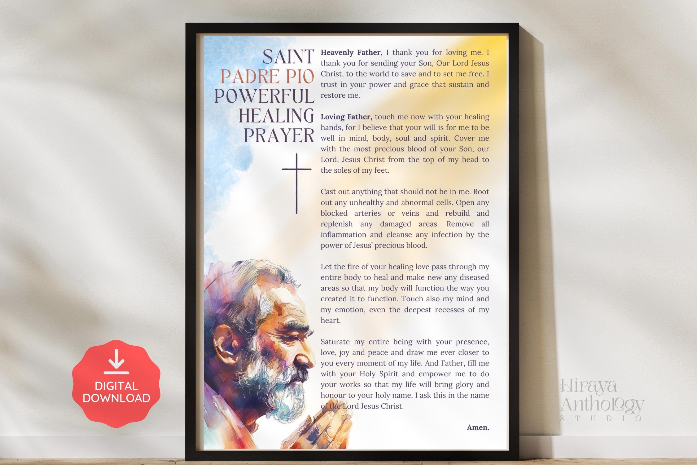 padre-pio-healing-prayer-printable-poster-diy-watercolor-wall-art-for