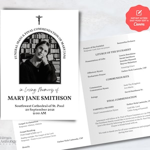 Catholic FUNERAL Mass Program, Funeral Liturgy, Final Commendation, Memorial Service Program | Celebrating the Life M003-FP