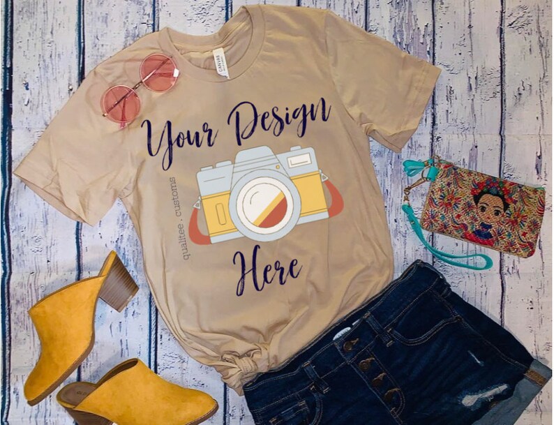 Download Heather Tan Bella Canvas 3001 Mock Up Flatlay Women | Etsy