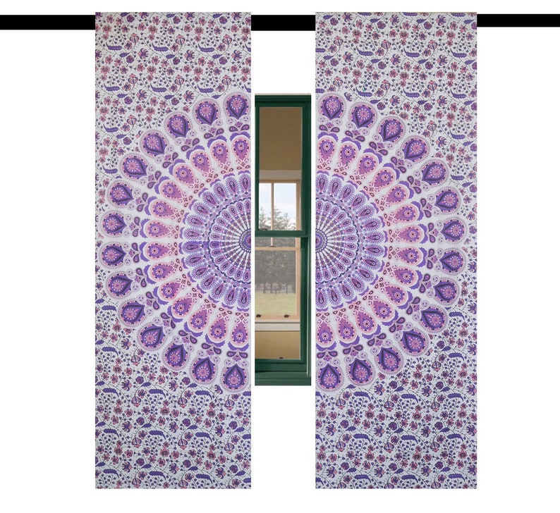 mandela curtain ombre printed window treatments boho window treatment door hanging drape balcony room decor curtain peacock mandala curtain
