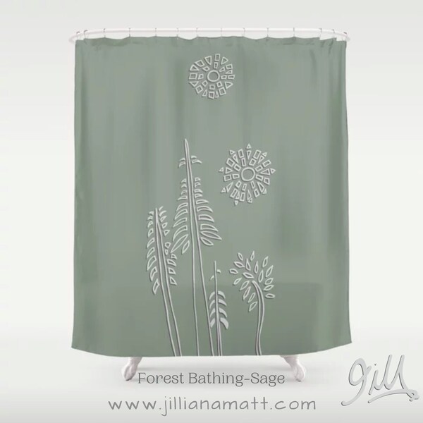 Sage and Gray Shower Curtain Etsy