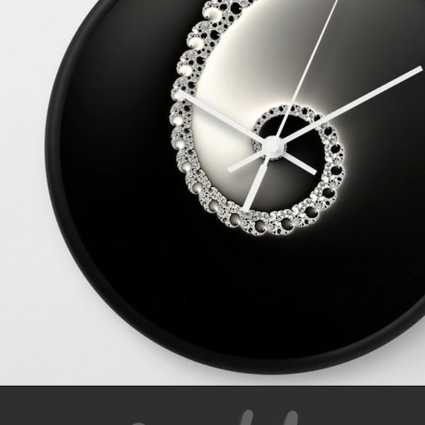 Wanduhr | Schwarz und Weiß | Spiral Design | Geometrische Uhr | runde Wanduhr | Küchenuhr | Moderne Wanduhr | Ausgefallene Uhr