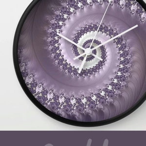 Wall Clock | Lavender Purple | Silent Motor | Geometric Design | Spiral Art | 6 Design Options | Funky Clock | Sacred Geometry Clock