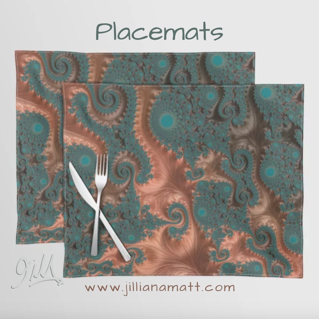 Placemats Copper and Green Copper Kitchen Decor 100 Cotton Geometric