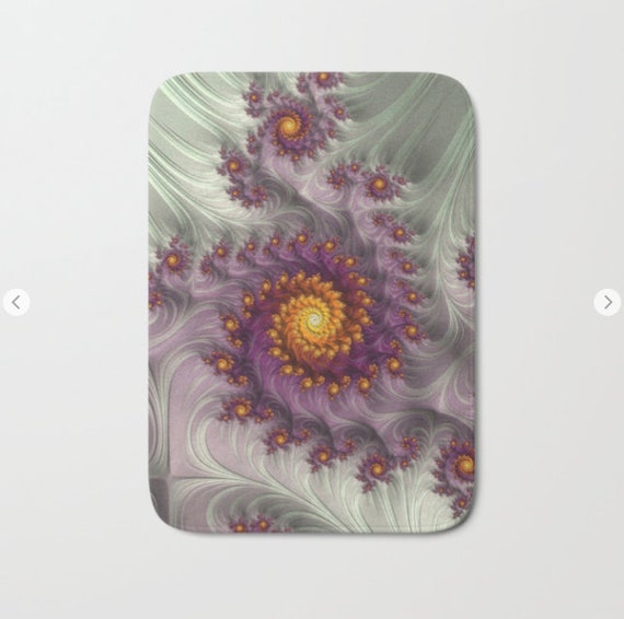 Pink Yellow Grey Fractal Bath Mat Sacred Geometry Infinity Etsy