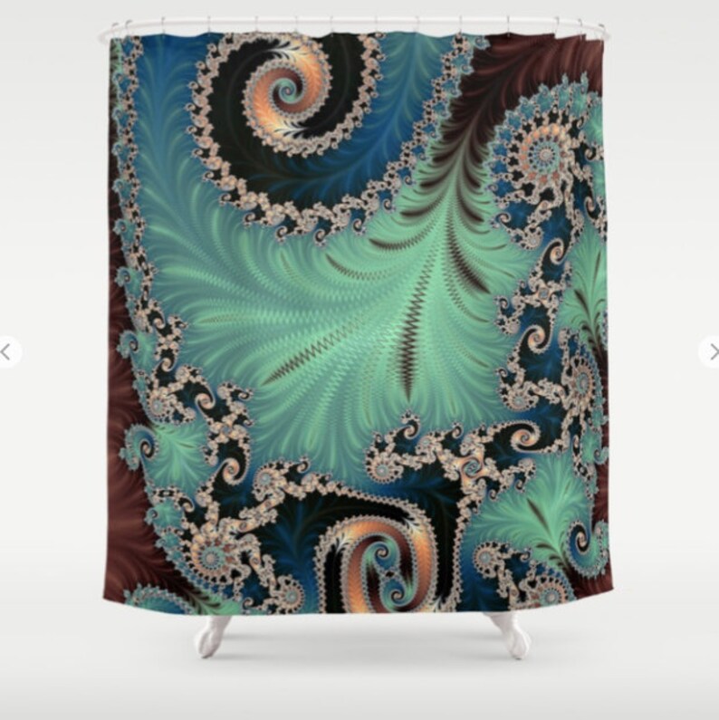 Mint Green Blue and Brown Shower Curtain Geometric Modern Etsy