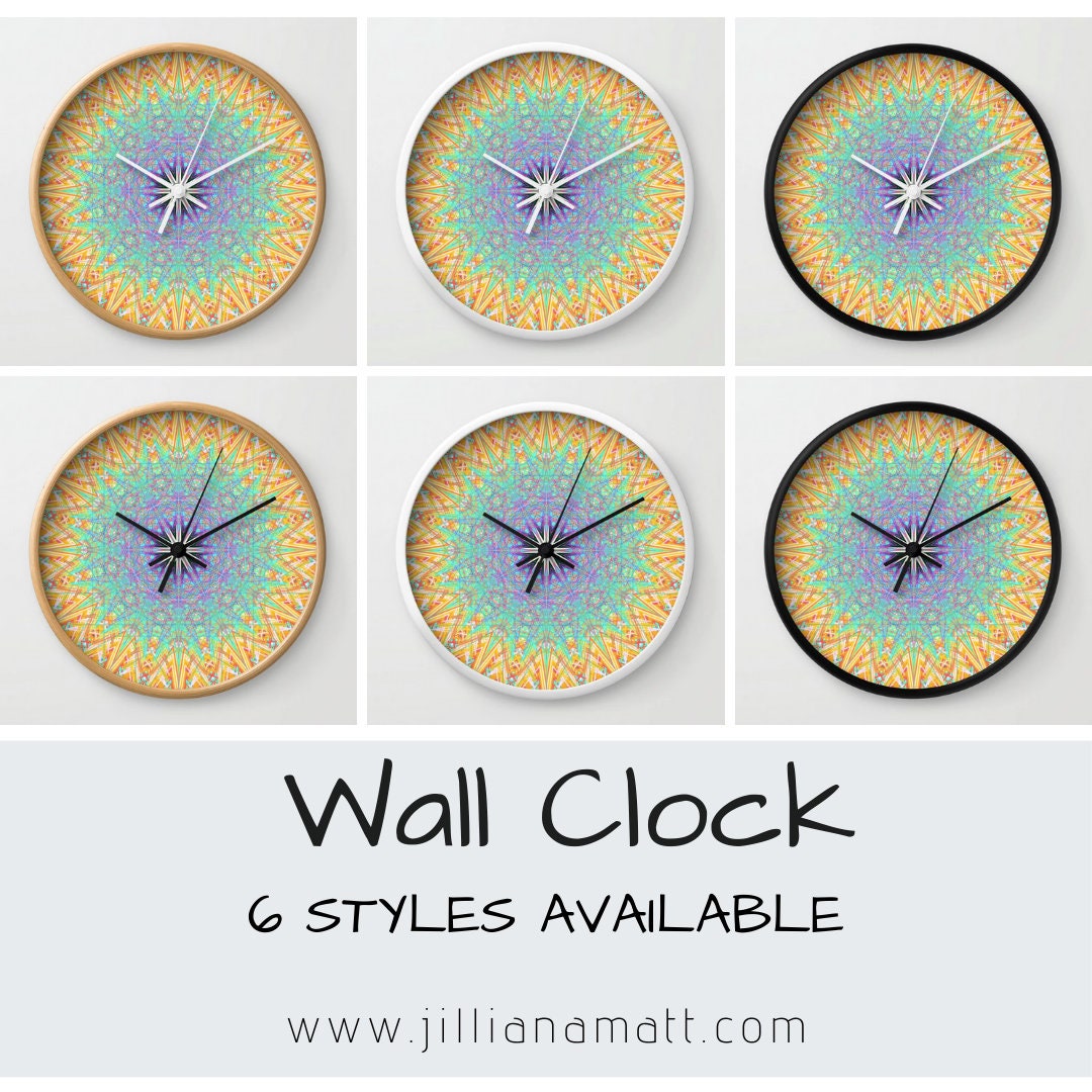 Wall Clock Bright Abstract Colourful Bathroom Clock | Etsy