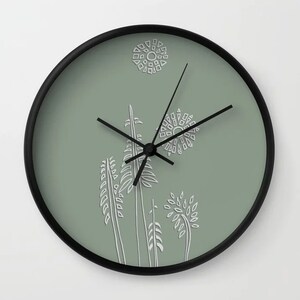 Tree Wall Clock Sage Green Nature Theme Trees Sun Moon Nature Lover Naturalists Clock Environmental 3 Frame Options image 6