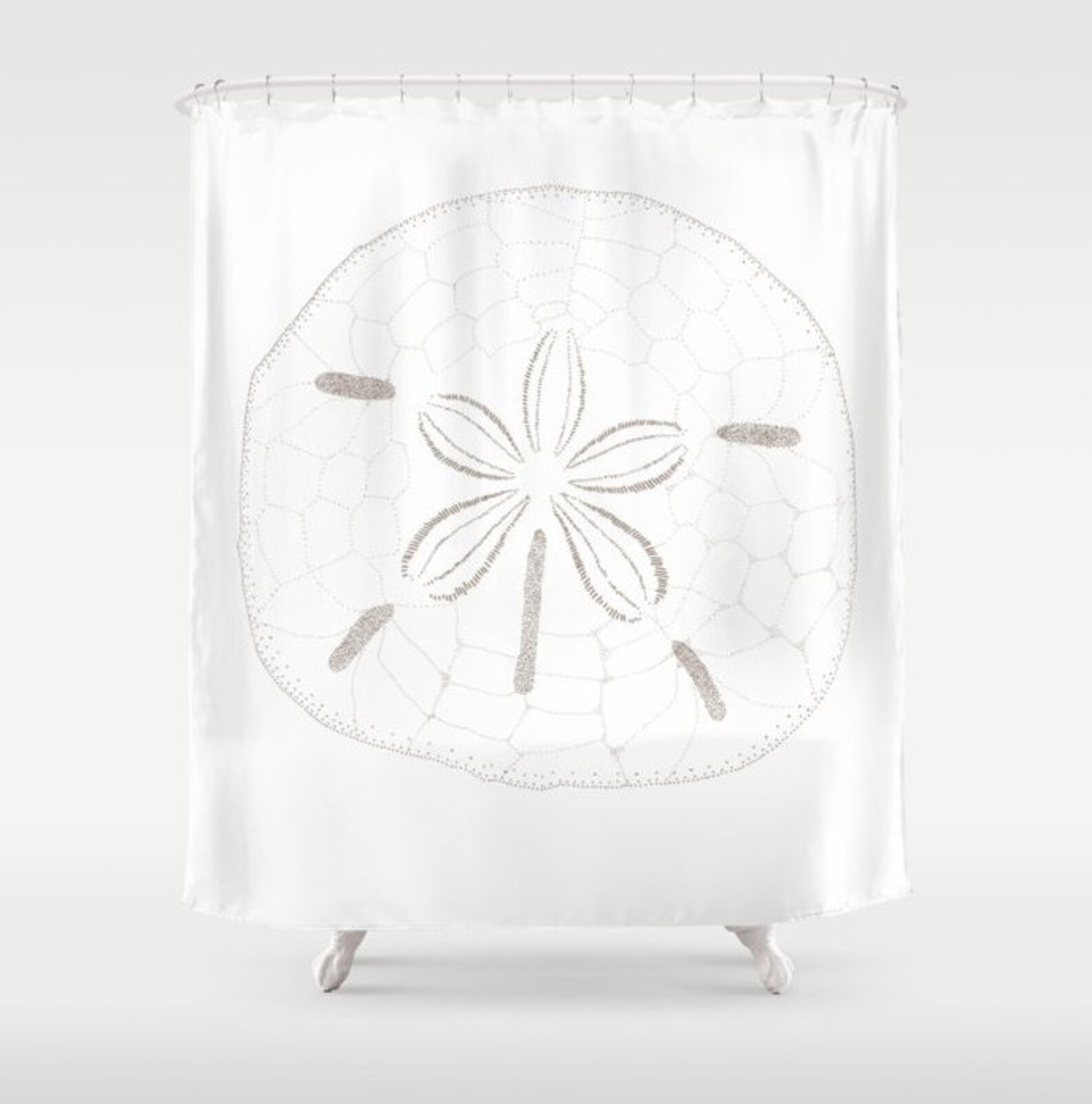 Pastel Teal Sand Dollar Shower Curtain Seaside Theme Bathroom Etsy