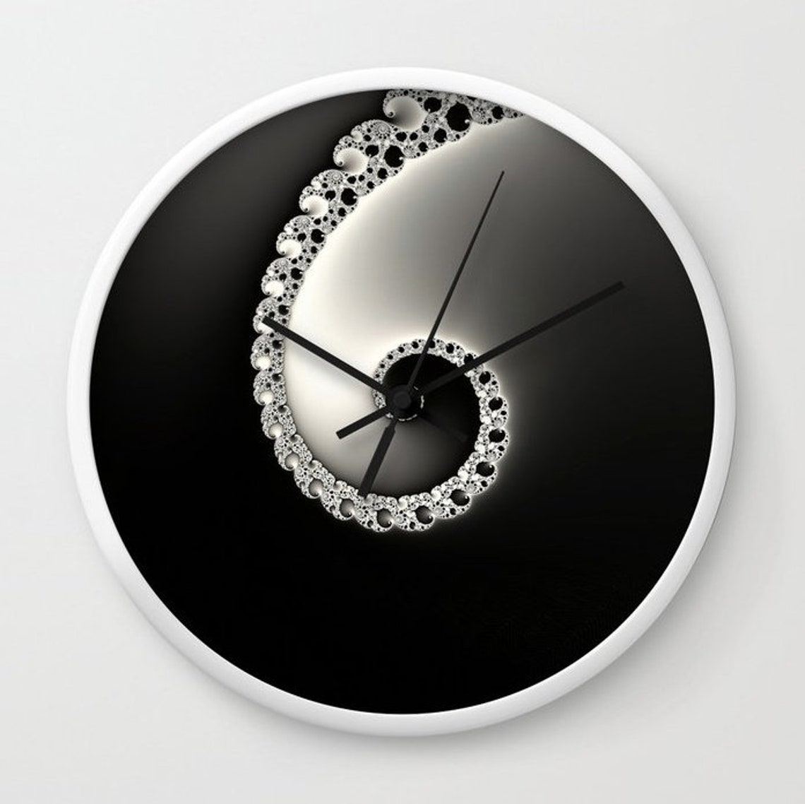 Wall Clock Black and White Spiral Design Geometric Clock Etsy