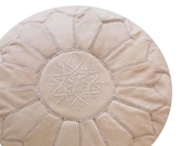 Maison Morocco - New Natural Un-dyed Handmade 100 Leather Moroccan Ottoman Pouf