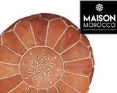 Moroccan pouf by Maison Morocco - Moroccan Ottoman brown Leather pouf Berber pouf Boho Bohemian Decor storage stool Leather Ottoman Cover po