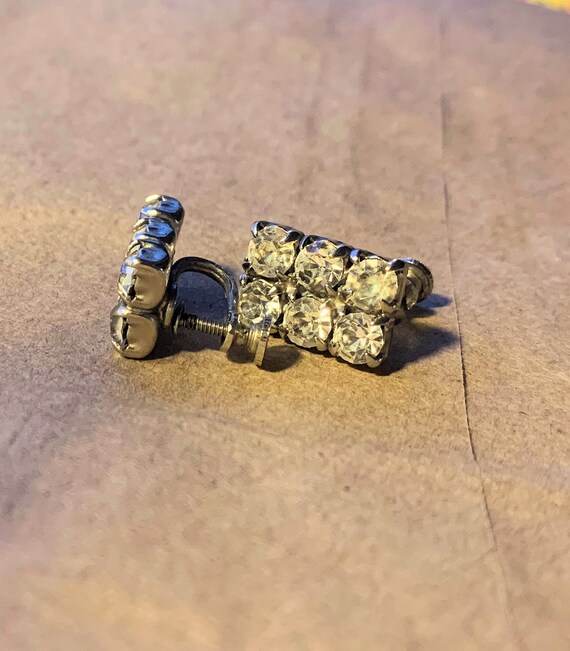 Vintage Clear Glass Crystal RECTANGLE Rhinestone Scre… - Gem