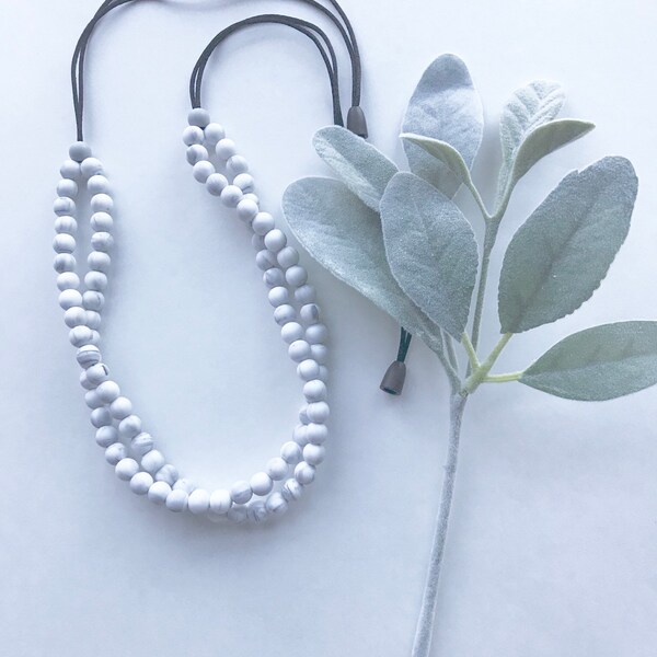 Teething Necklace for mom - Silicone Teething Necklace, Nursing Necklace, Beaded Necklace, Modern Teething Necklace, Double Strand Necklace