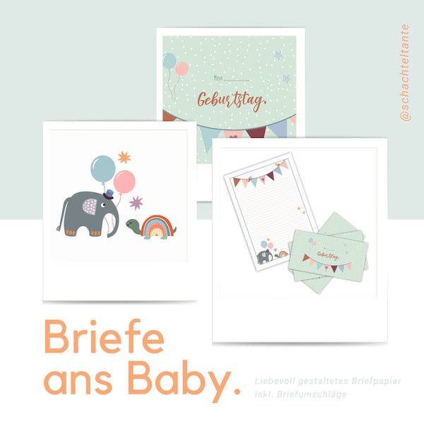 Briefpapier inkl. Briefumschlägen für Eure Babyparty