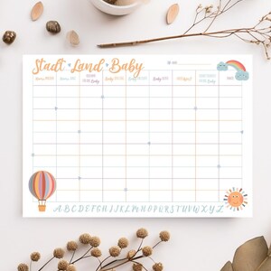 Babyparty Spiel | Stadt-Land-Baby
