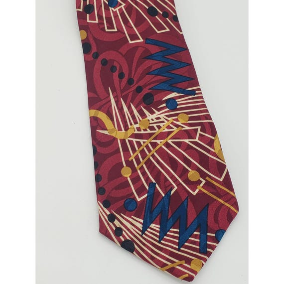 Vintage Albert Nipon Silk Tie, Handmade, Geometri… - image 2