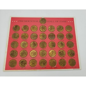 1968 Presidential Hall of Fame Bronze Coins W Display Board 36 Pcs