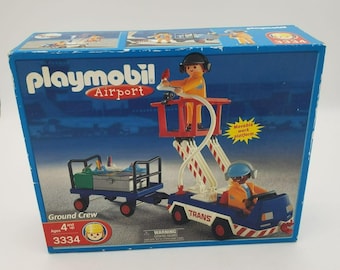 Playmobil Airport Ground Crew Set #3334, 2001, New Sealed, Box has wear