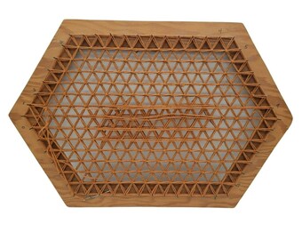 Vintage Handmade wood hexagon lap loom, placemats, yarn craft weaving