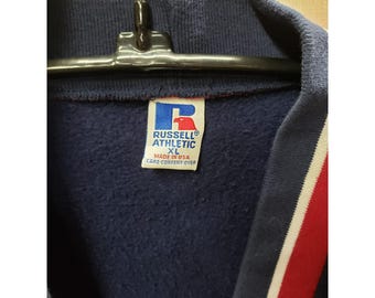 Vintage Russell Athletic Sweatshirt Cardigan 90s XL Cotton Poly