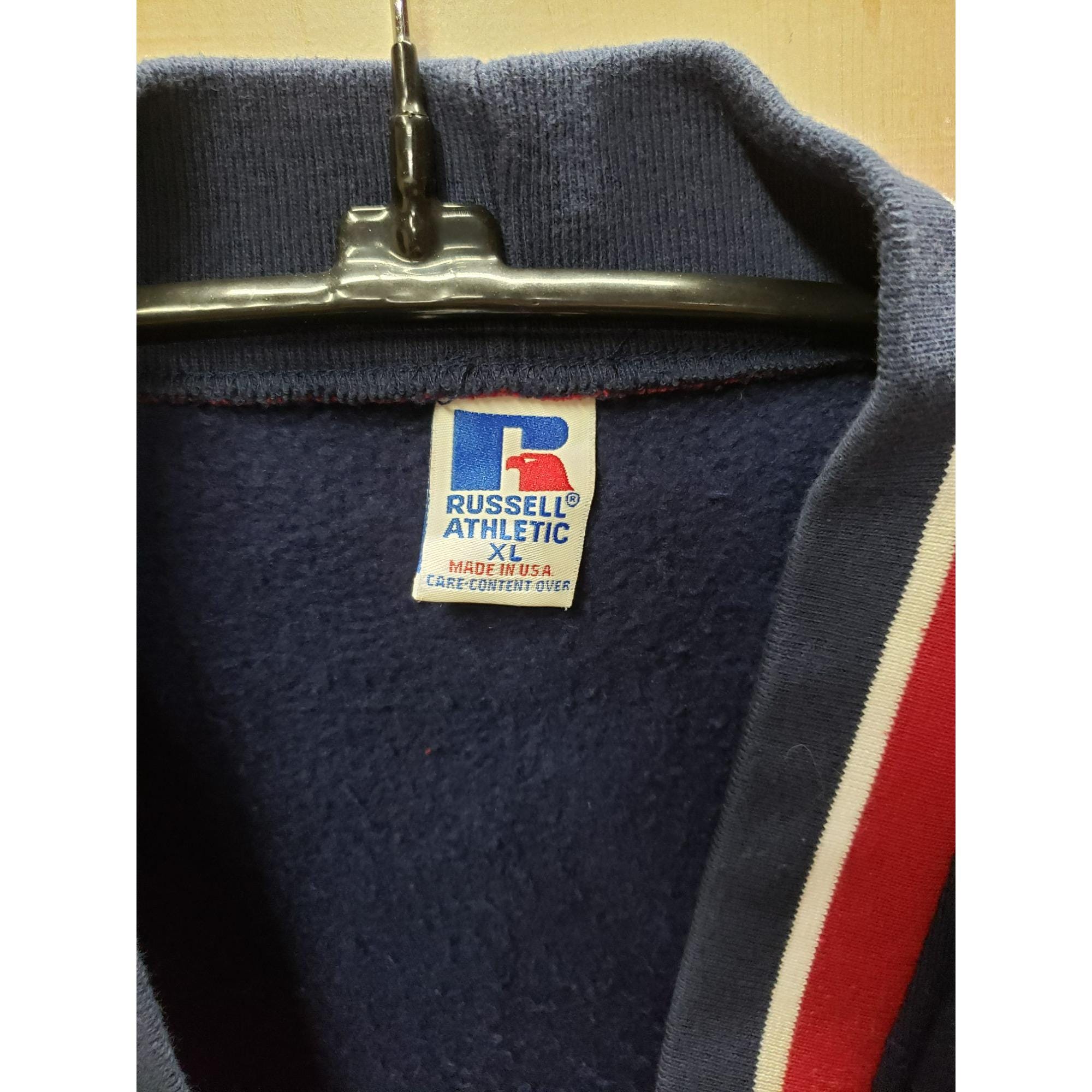 Vintage Russell Athletic Sweatshirt Cardigan 90s XL Cotton Poly
