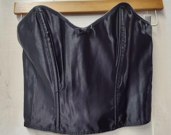 Vintage Empire Intimates Black Satin Strapless Bustier Corset S Small Rockabilly