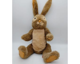 Vintage Brown Plush Rabbit 16", Jointed Arms & Legs, Dakin 1983 Korea, Easter