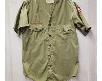 Vintage Boy Scouts Of America Official S/S Shirt Green, S/M No Size Tag *READ*
