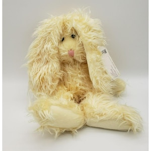 Vintage Russ Berrie Fuzzy Wuzzy White Cream Long Ear Bunny Rabbit Plush 16&quot; NOS