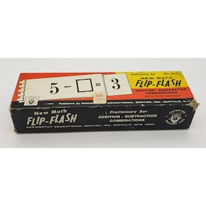 Vintage 1966 Kenworthy Flip-Flash Flash Card Set For Math, Addition Subtraction