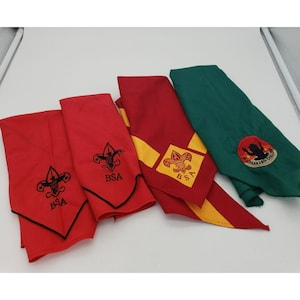 Vintage Boy Scouts Of America Neckerchiefs, Lot Of 4, Embroidered, Allohakasin