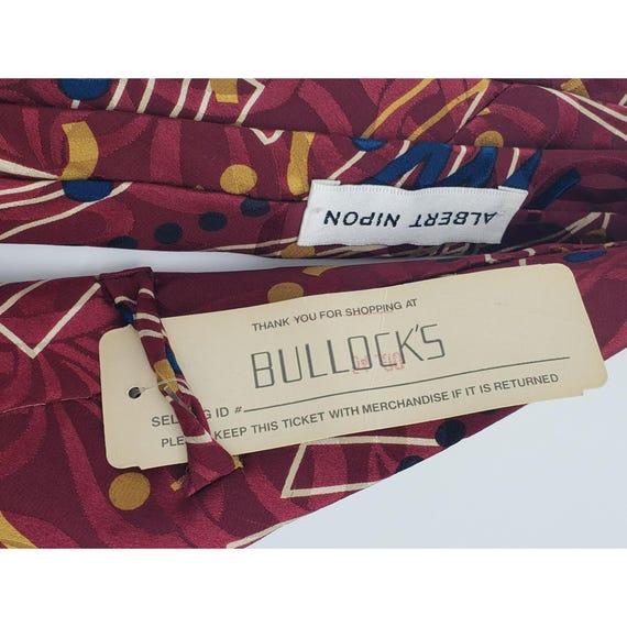 Vintage Albert Nipon Silk Tie, Handmade, Geometri… - image 3