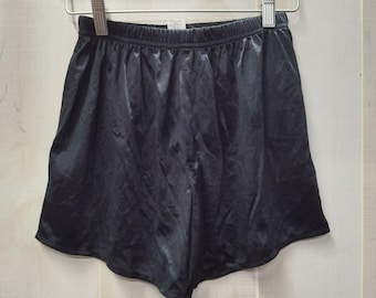 Vintage Frederick's of Hollywood Black Nylon Boxer Shorts, Sz Medium, USA Made